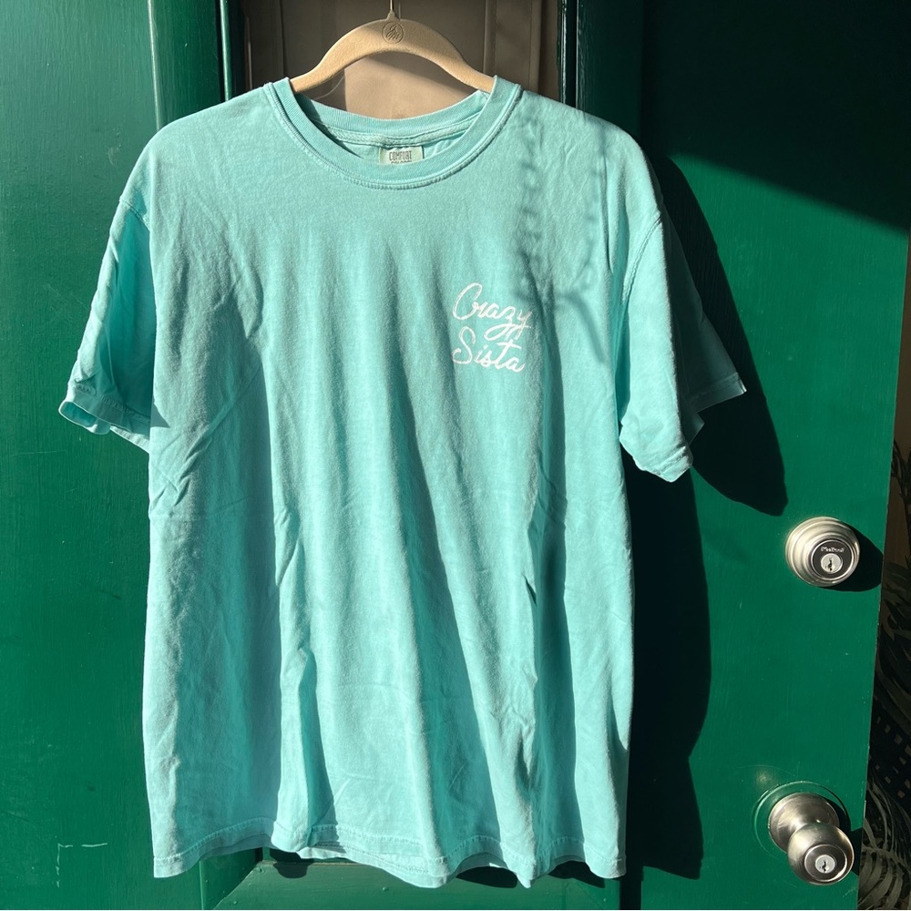 Comfort Colors Aqua Short-Sleeve Crewneck Tee with 'Crazy Sista' Chest Graphic